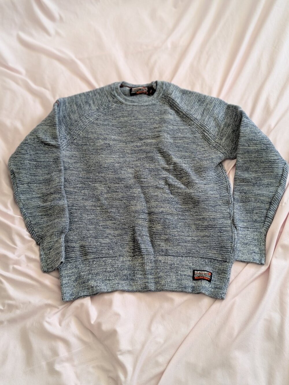 Superdry Blue Marled Knit Crewneck Sweater S
